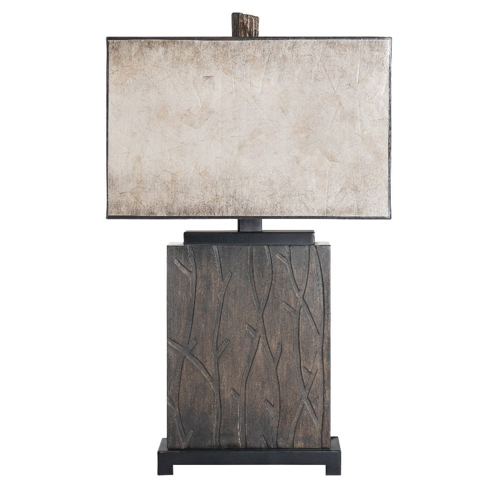Rustic Table Lamp | Brown Resin | Sturdy Metal Base | Mica Shade | 30"