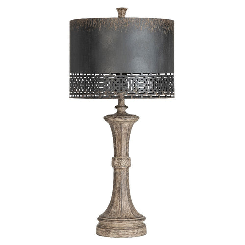 Classic Accent Table Lamp Set of 2 | Weathered Brown Turned Base | Metal Shade | 33"