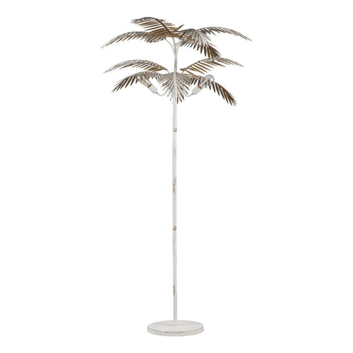 Masha Floor Lamp with Palm Frond Shade | Antique Brass and Black Metal