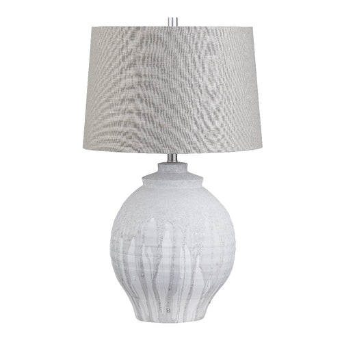 Adya Table Lamp with Hardback Tapered Drum Shade | Gray-White Ceramic