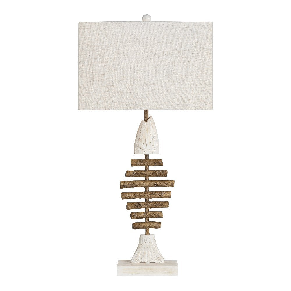 Table Lamp Set of 2 | Fishbone Skeleton Body | White Linen Shade