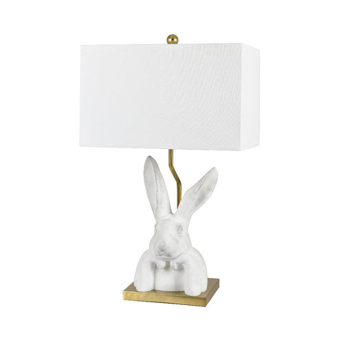 Table Lamp Set of 2 | Bunny Inspired Gold Base | White Linen Shade