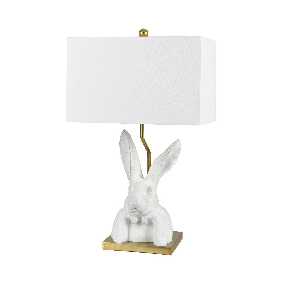 Table Lamp Set of 2 | Bunny Inspired Gold Base | White Linen Shade