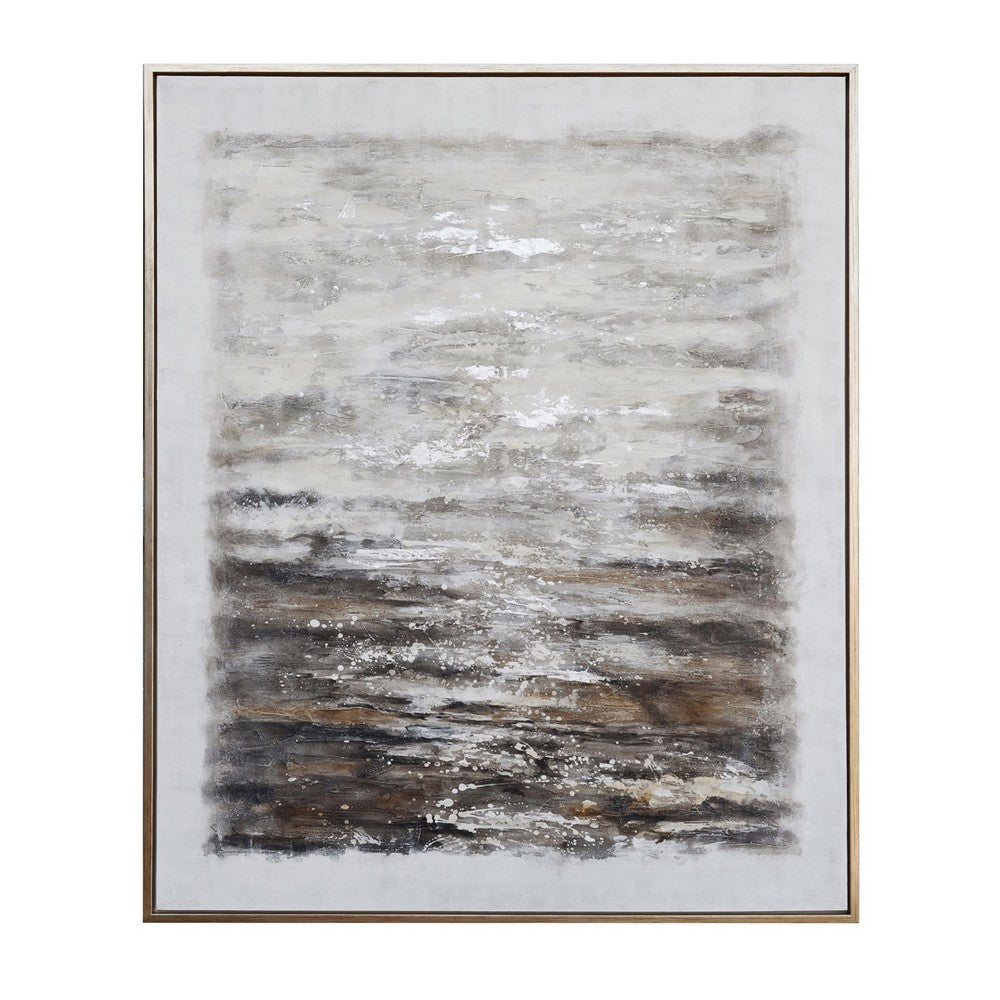 Wall Art | Handcrafted Sparkling Night Sea Waves on Canvas | White 48x60