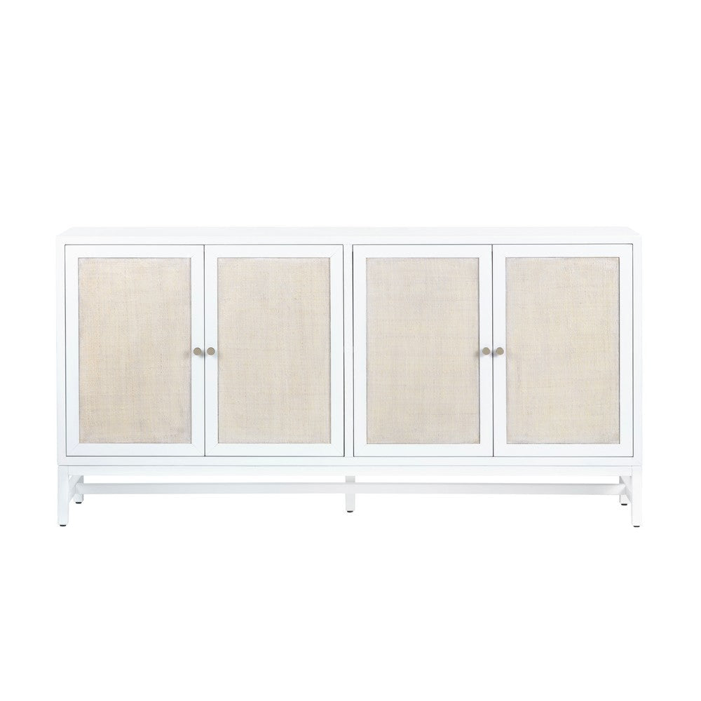 Crestview Seny Sideboard Cabinet | 4 Rattan Doors | 72’’ Wide Whitewash CCL-CVFDR1153