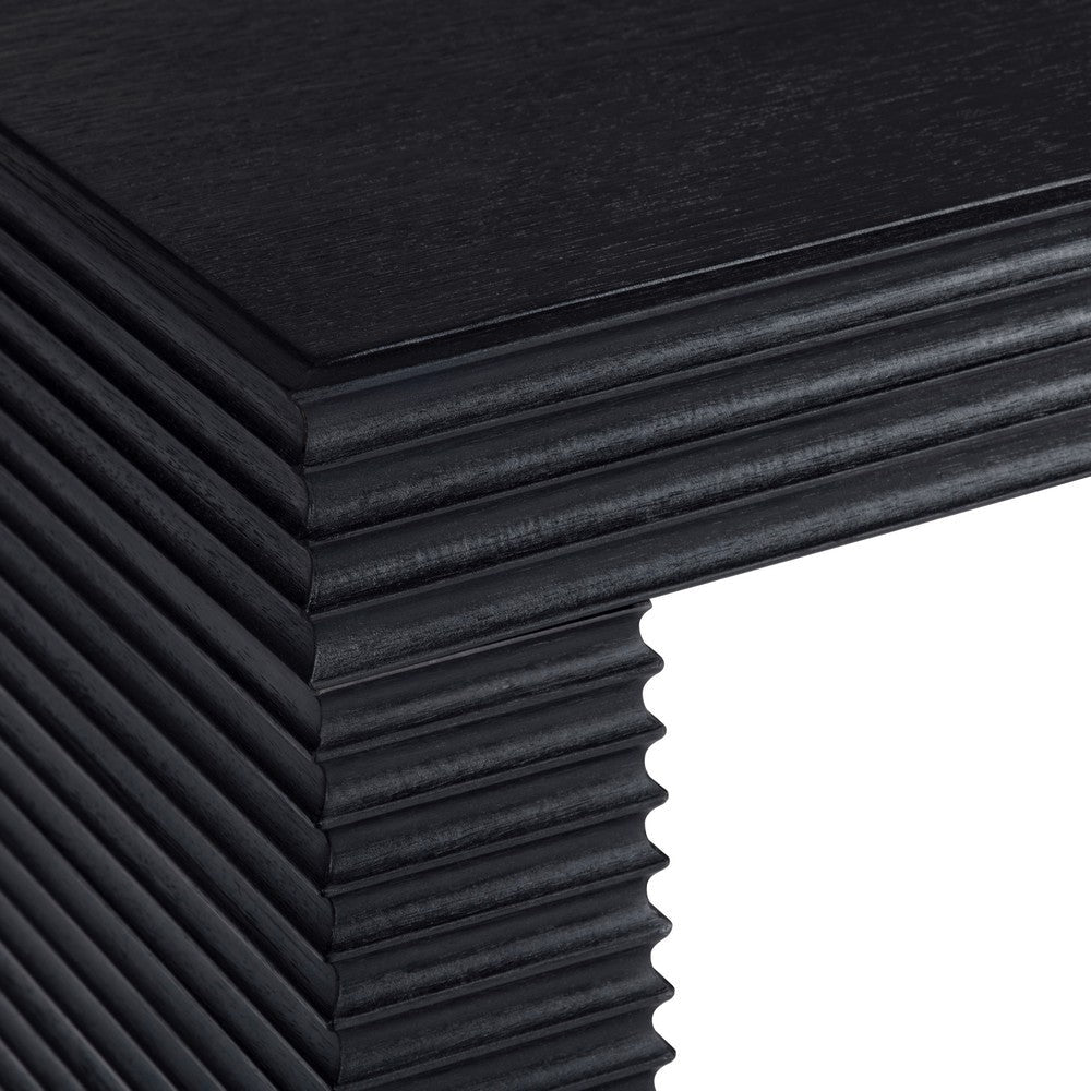 Crestview Rixa Sofa Console Table | 56’’ Top | Black Ribbed Solid Wood CCL-CVFDR1155