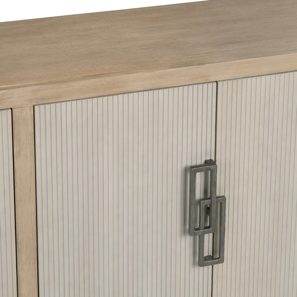 Crestview Hex Sideboard Buffet Cabinet | 80’’ | 4 Cream Doors | Tan CCL-CVFDR1217