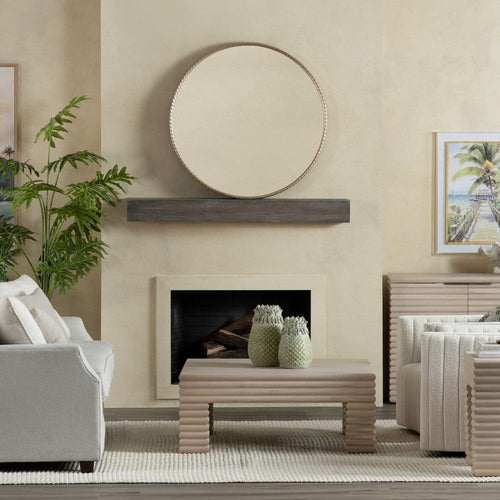 Crestview Pia Coffee Table | 42" Square Top | Cream Reeded Base