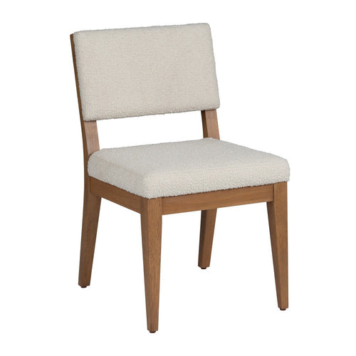 Cimy Dining Side Chair | Cream White Linen Seat & Back | Solid Wood