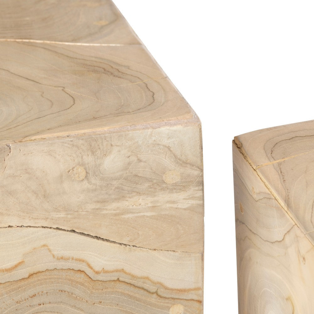 Crestview Tora Plant Stand Set of 2 | Square Shape | Patchwork Tan Brown CCL-CVFDR1245