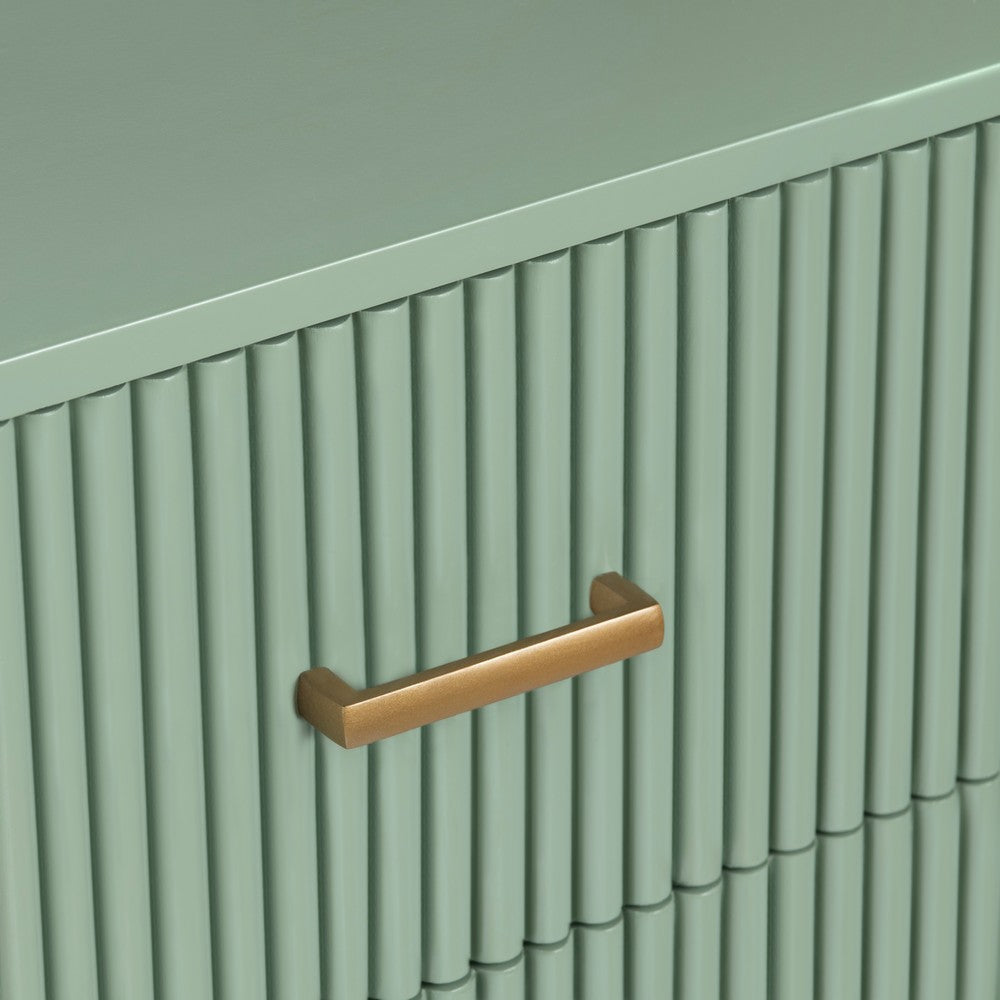 Crestview Simy Oversize Nightstand Chest | 3 Drawer Fluted Sage Green | Gold CCL-CVFDR1308