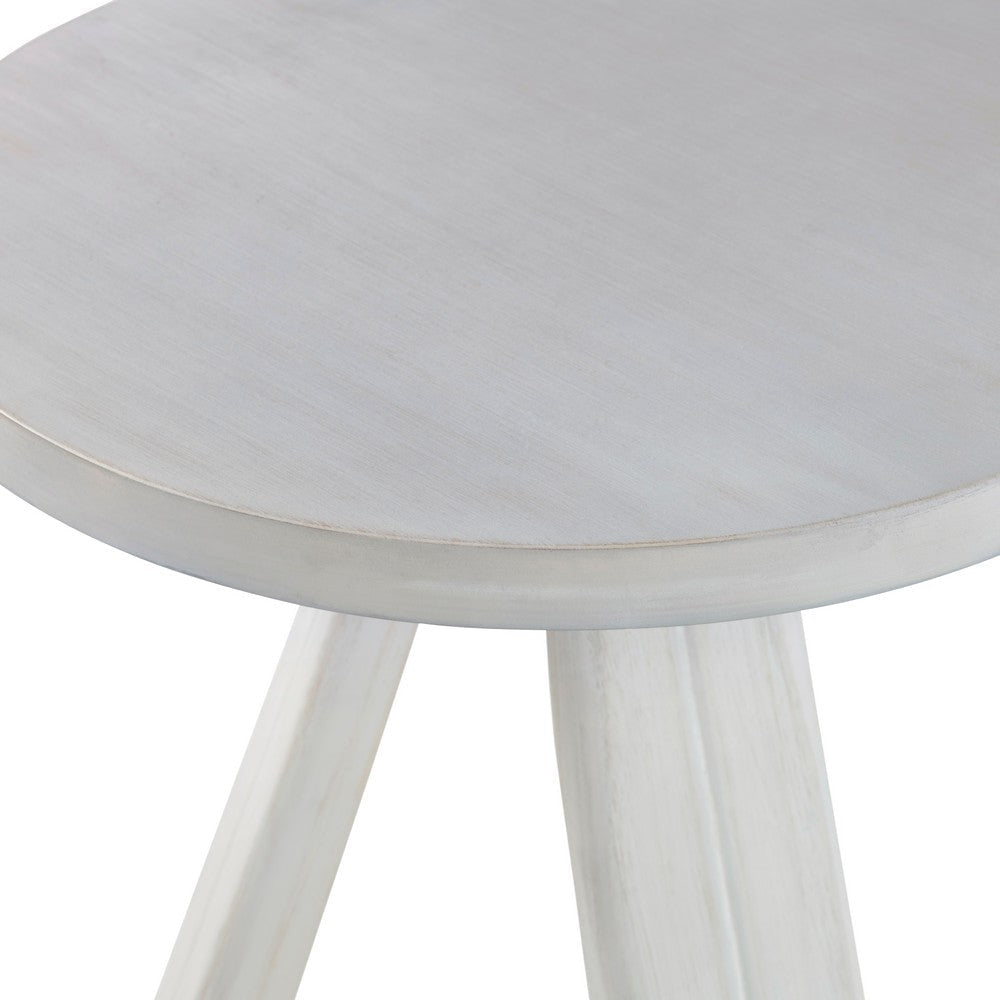 Crestview Kim Accent End Table | 19’’ Round | Tripod Pedestal Base | White CCL-CVFDR1312