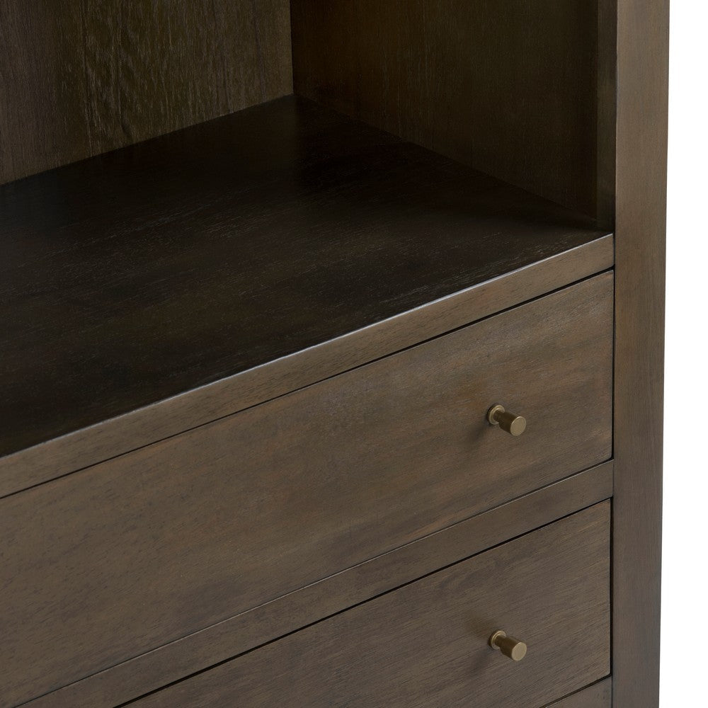 Crestview Bina Etagere Bookcase | 4 Shelves & 2 Drawers | Brown 78’’ CCL-CVFDR1319