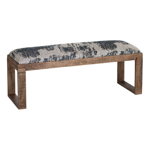 Lia 45" Accent Bench | Blue & White | Sleigh Legs | Solid Wood