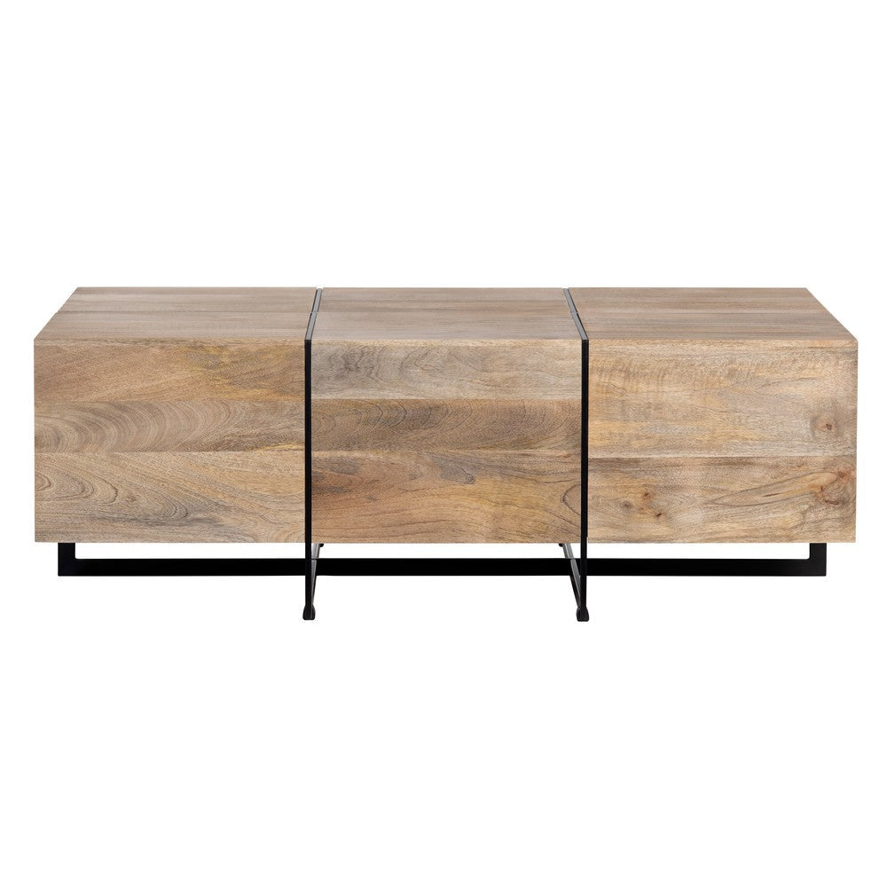 Crestview Bryn Coffee Table | 52’’ Brown Mango Wood | Black Metal CCL-CVFNR4406