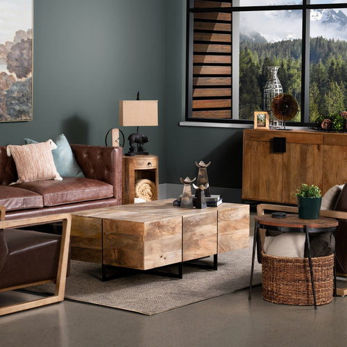 Crestview Bryn Coffee Table | 52" Brown Mango Wood | Black Metal