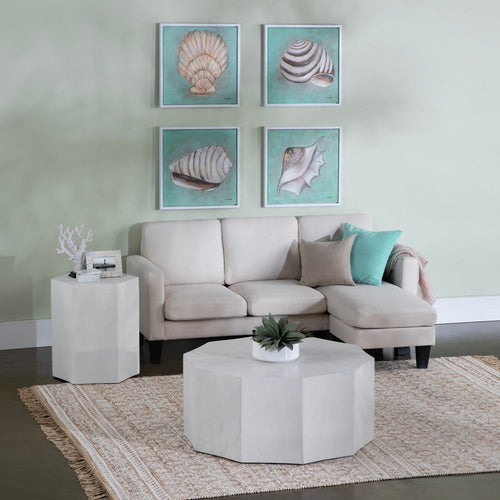 Crestview Kesy Coffee Table | 40" Geometric | White Mango Wood