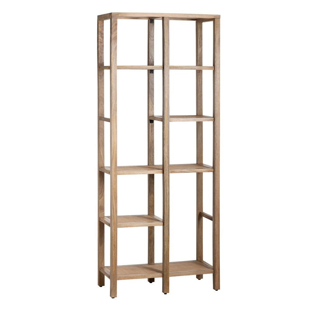 Crestview Lary Etagere Bookcase w 5 Rattan Shelves | Natural Brown Wood CCL-CVFNR4526