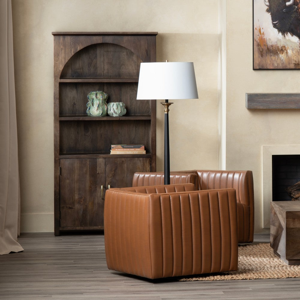 Crestview Ben Bookcase | 2 Doors & 3 Shelves | Arched Top | 40" Brown