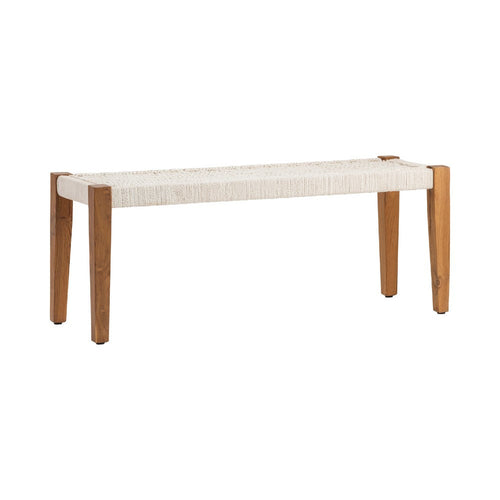 Beny Accent Bench | 46" Handwoven White Jute | Natural Brown Wood