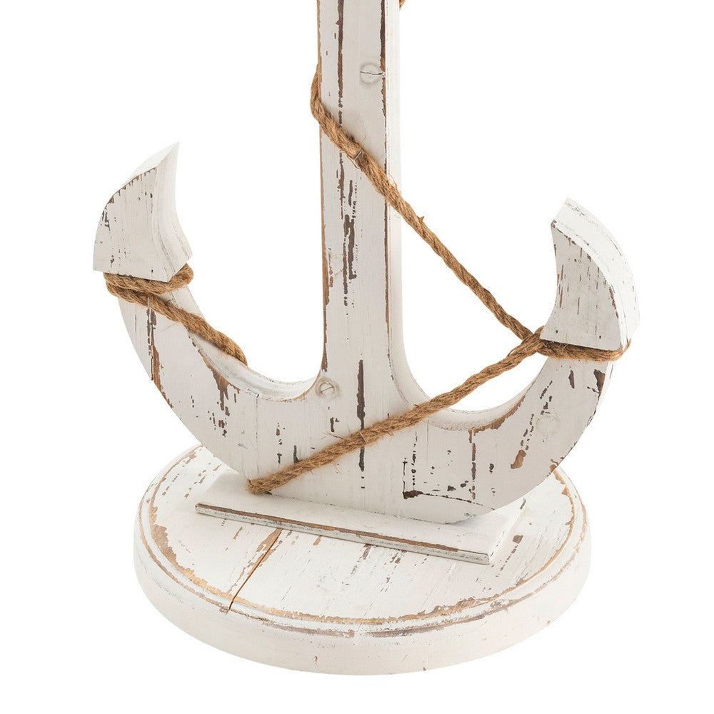 Bory Accent End Table | 21’’ Round Top | Anchor Shaped Wood Base | White CCL-CVFZR1527