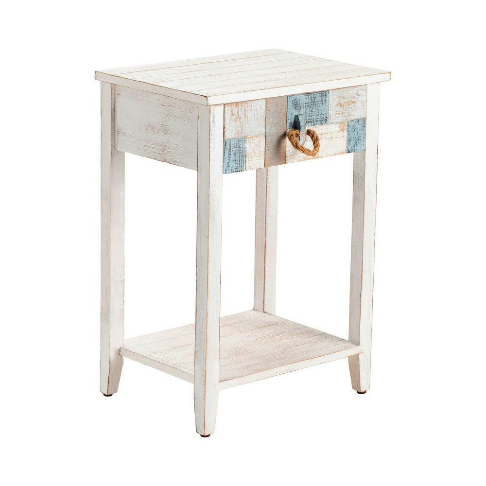 Crestview Syri Side End Table | 18" | 1 Drawer & Shelf | White