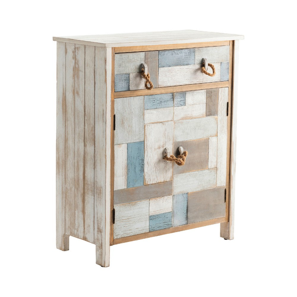 Crestview Syri Accent Cabinet | 30" 2 Patchwork Doors | 1 Drawer | White
