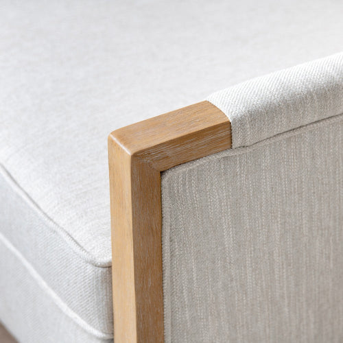 Crestview Neet Wingback Accent Chair | Beige Linen | Brown Wood Trim