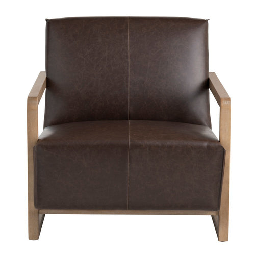 Crestview Lexa Angular Accent Chair | Faux Leather | Brown Cantilever Base