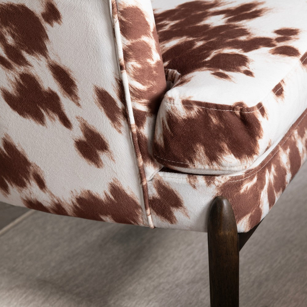 Barrel Accent Chair | Cowhide Print w Dark Brown Rubberwood Frame CCL-CVFZR6151