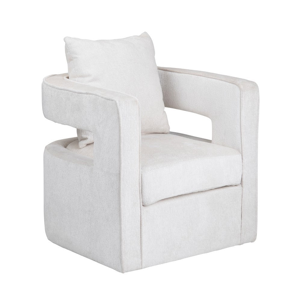 Crestview Novo Accent Swivel Chair | Sculptural Back w Open Arms | White CCL-CVFZR6154