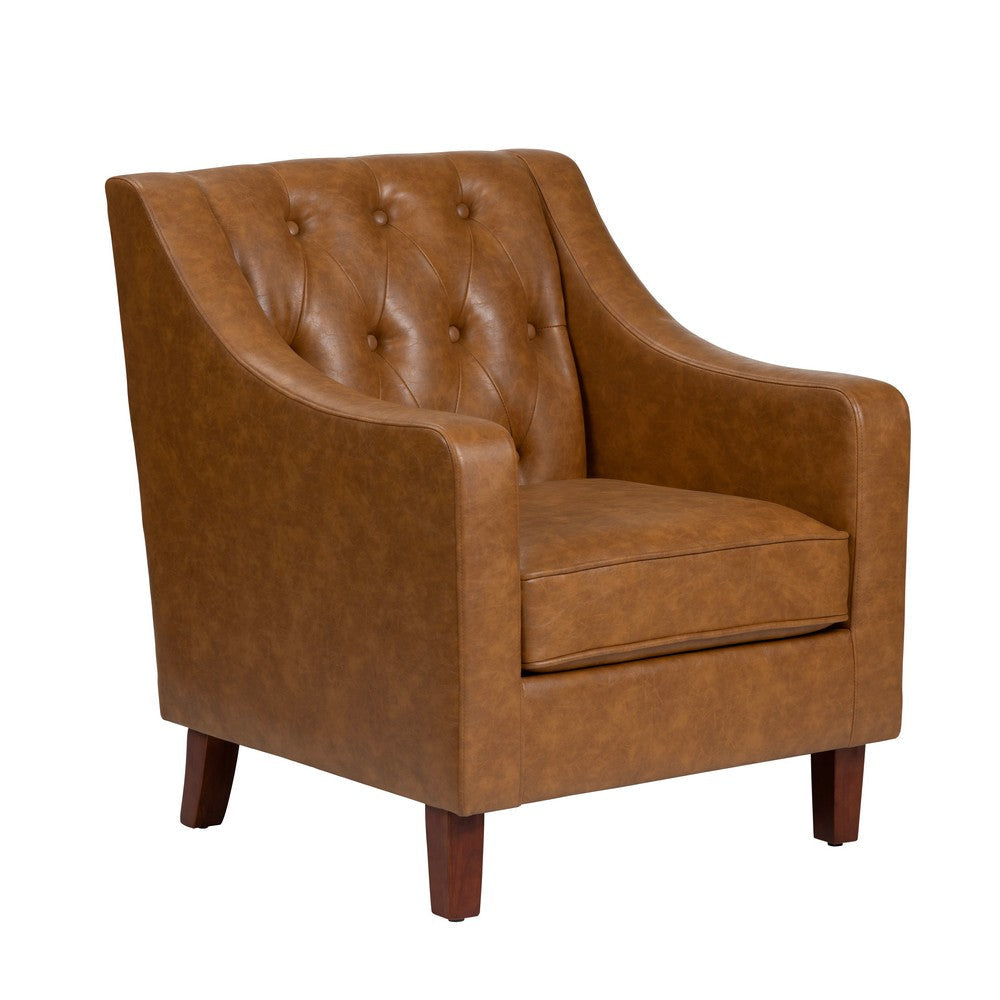 Crestview Fex Accent Armchair | Classic Tufted Faux Leather Back | Brown CCL-CVFZR6166