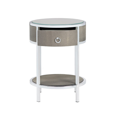 Crestview Seli Side End Table | 18" Glass Top with Shelf | Chrome Metal