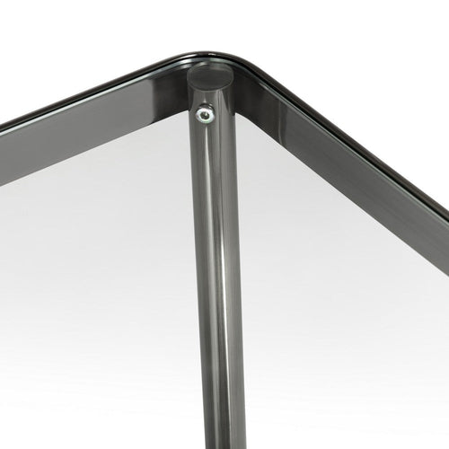 Crestview Lire Side End Table | 21" Glass Top with Lower Shelf | Gray