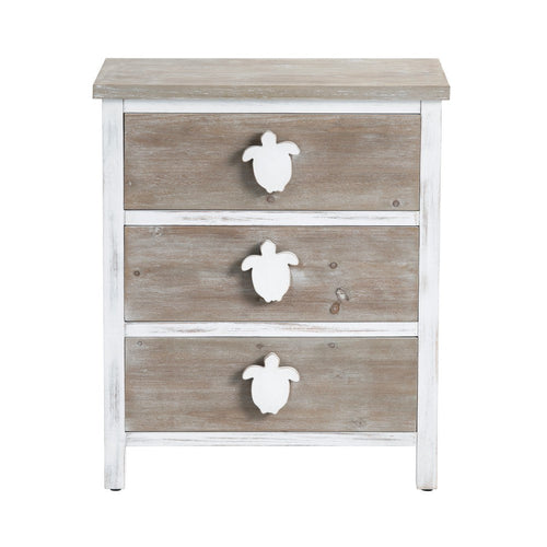 Crestview Kex Oversized Nightstand Chest w 3 Drawers | White Solid Wood
