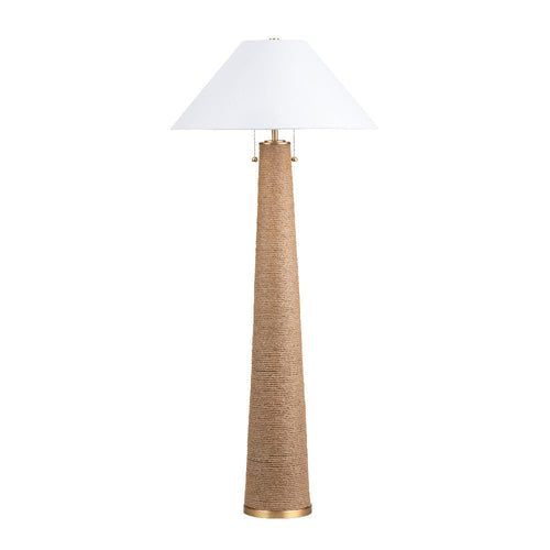 Floor Lamp | 59 Natural Hemp Rope Woven | White Linen Empire Shade