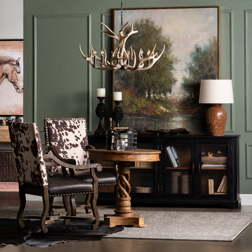 Chandelier with Chain Suspension | Rustic Faux Antler Finish | 36"