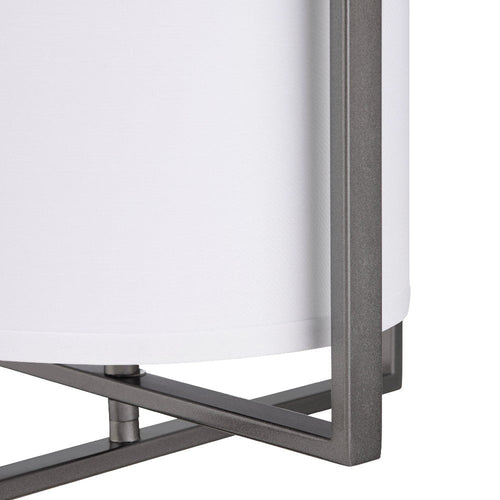 Fila Pendant Light | Satin Gray Metal Frame | White Linen Shade