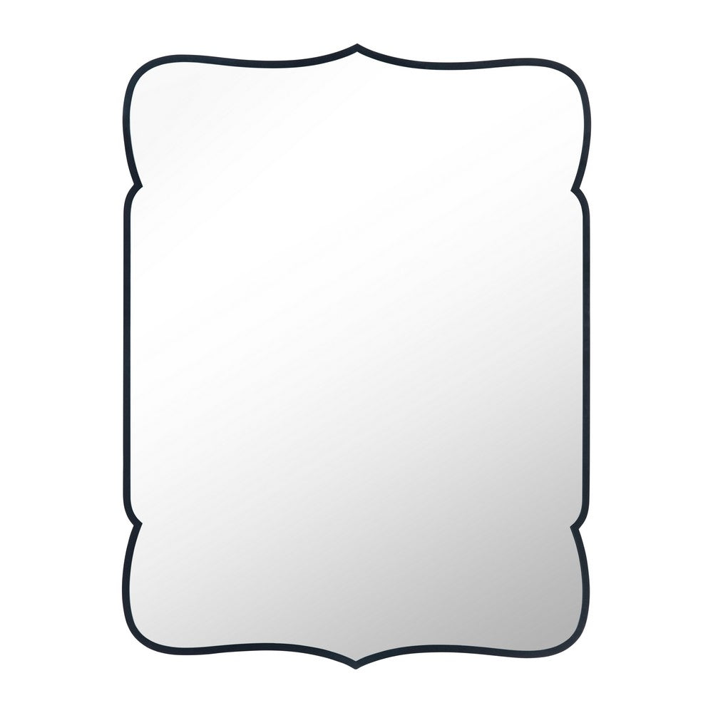 Aisa Wall Mirror | Architectural Shaped Scallop Edge | Black Metal | 36x48