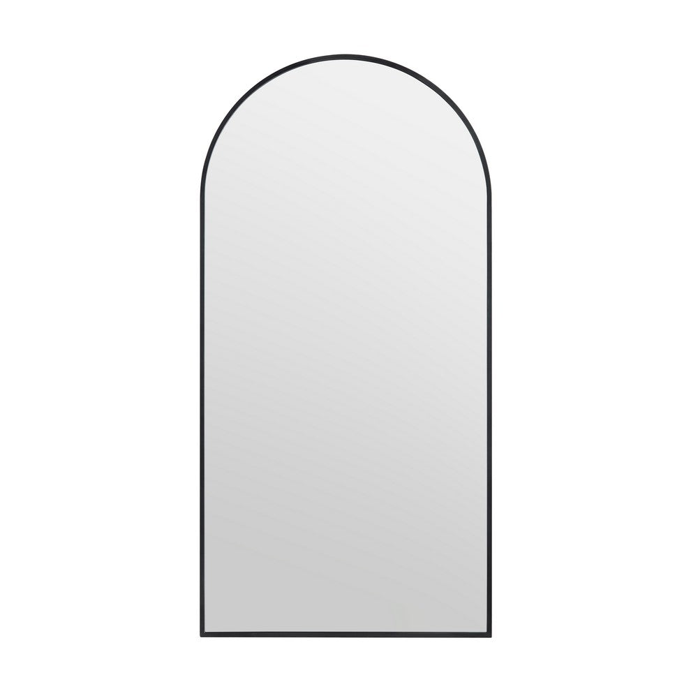 Eros Leaning Mirror | Arched Top Black Metal Frame | 37x73 Transitional