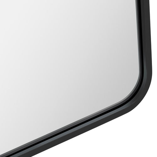 Eros Leaning Mirror | Rounded Edge Black Metal Frame | 37x73 Transitional