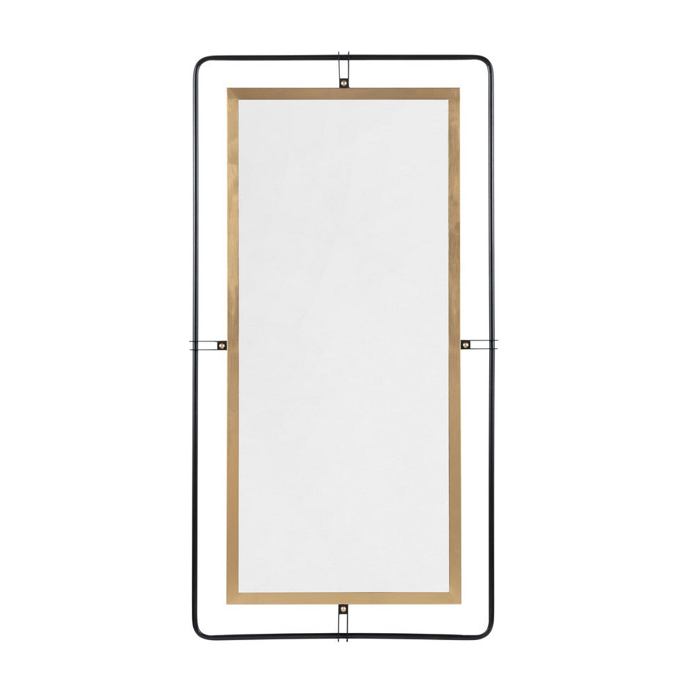 Crestview Medy Wall Mirror | 38x73" Full Body | Black Gold Double Frame