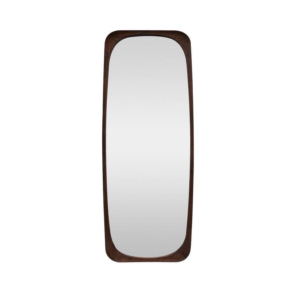 Crestview Wesy Wall Mirror | 32x73" Full Body Walnut Brown Rounded Frame