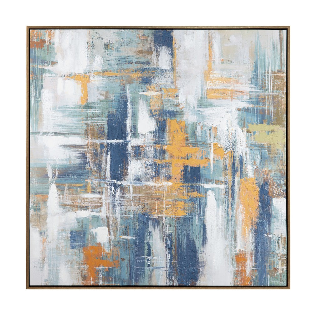 Crestview Wall Art Painting | Abstract Bold Stroke 59 x 59 Square Gold Frame