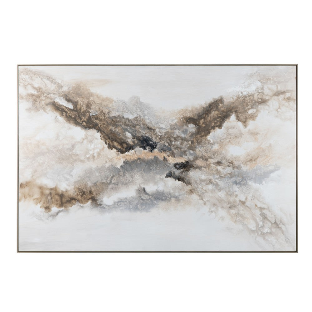 Crestview Natural Abstract Marbled Canvas Wall Art | Brown Gray 48 x 72