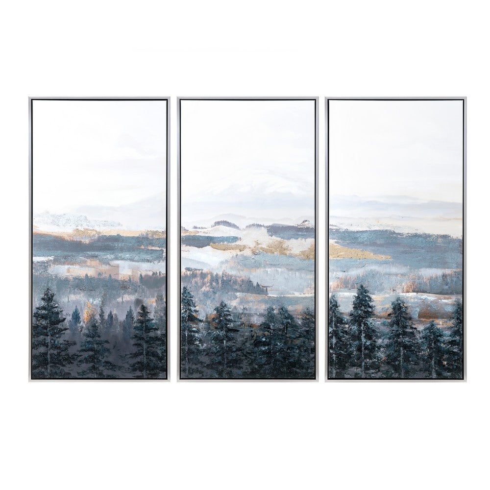 Crestview 3pc Rustic Landscape Wall Art Framed Set | Hand-Finished 30 x 59