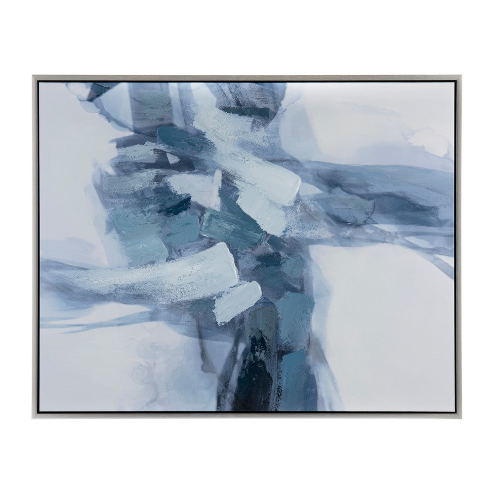 Crestview Wall Art | 40x50 Silver Framed Canvas | Blue & White Abstract