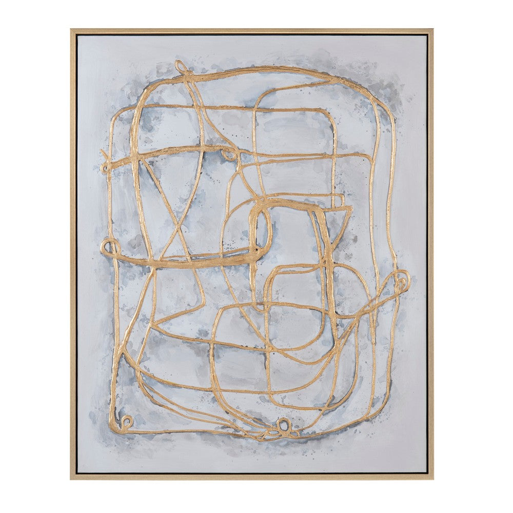 Crestview Modern Gilded Lines Framed Wall Art | 42x52 Bright Gold