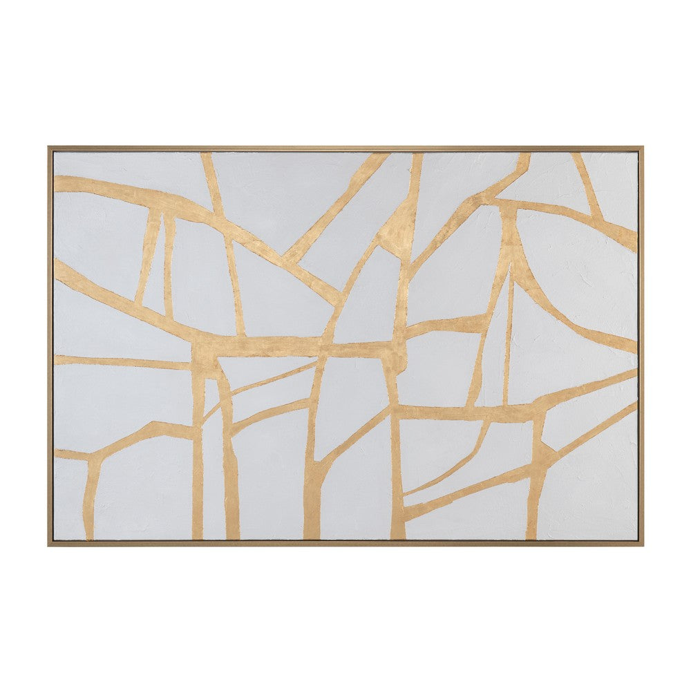 Crestview Sely Modern Wall Art | 50x74 Gallery Framed Canvas Gold Lines