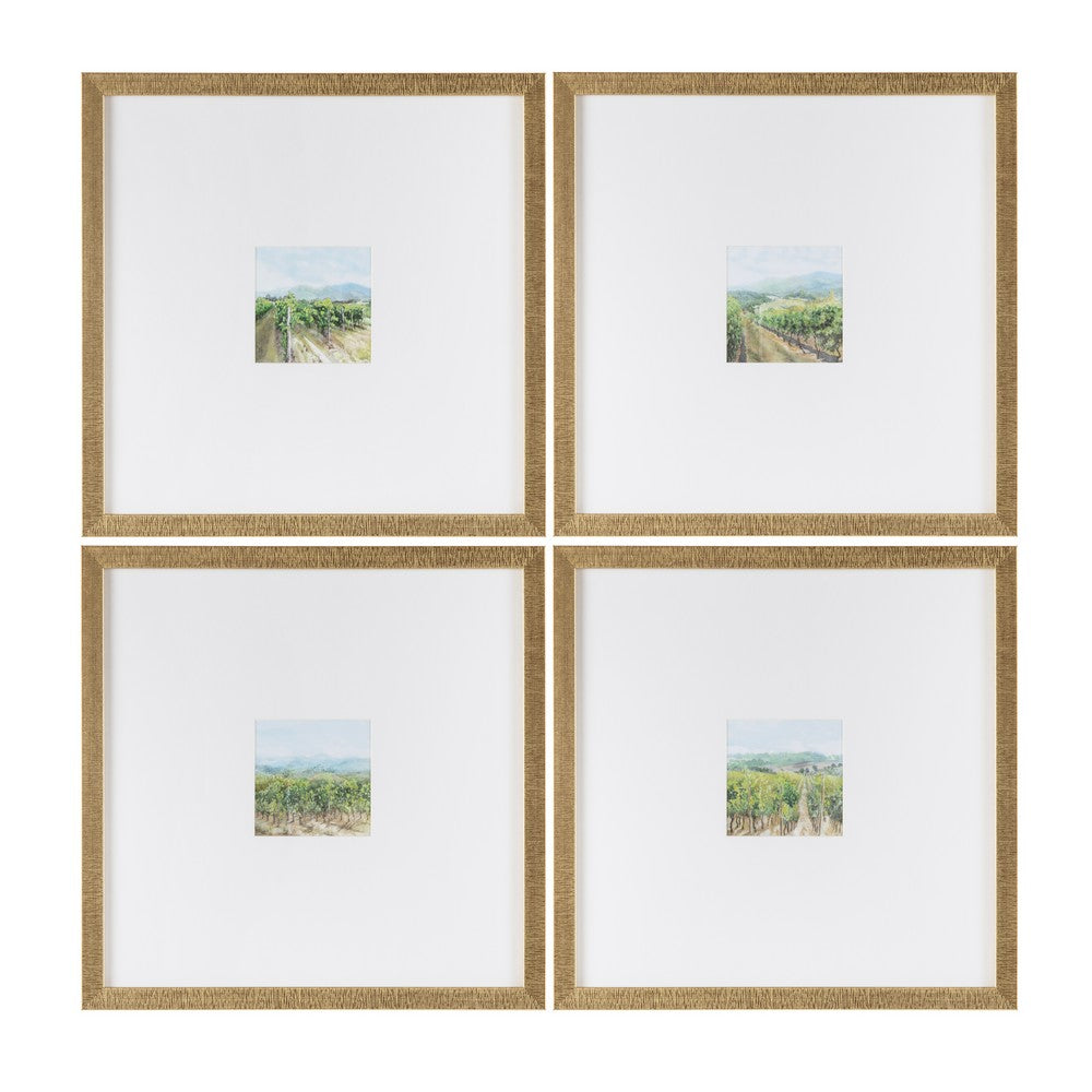 Crestview 4pc Mini Landscape Wall Art Set | Green White | 20in Square Frames